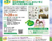 地球と地域を学ぶ　第２回　夏休みワークショップ　岩石実物図鑑をつくり、ぬりえで学ぶ　神戸の大地３億年の歴史